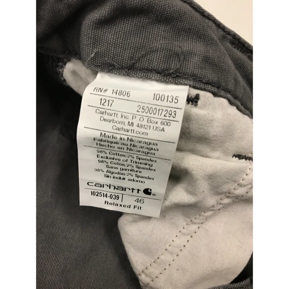 Carhartt Mens Size 46 Gray Relaxed‎ Fit Work Shorts 105514-039 - Picture 3 of 5